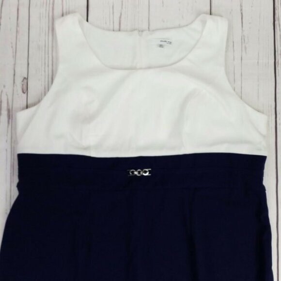 Studio One New York Blue White Colorblock Sleeveless Sheath Dress Women 20W NWOT - Picture 4 of 16